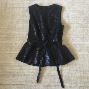 Embossed Leather Peplum Cheetah Shirt